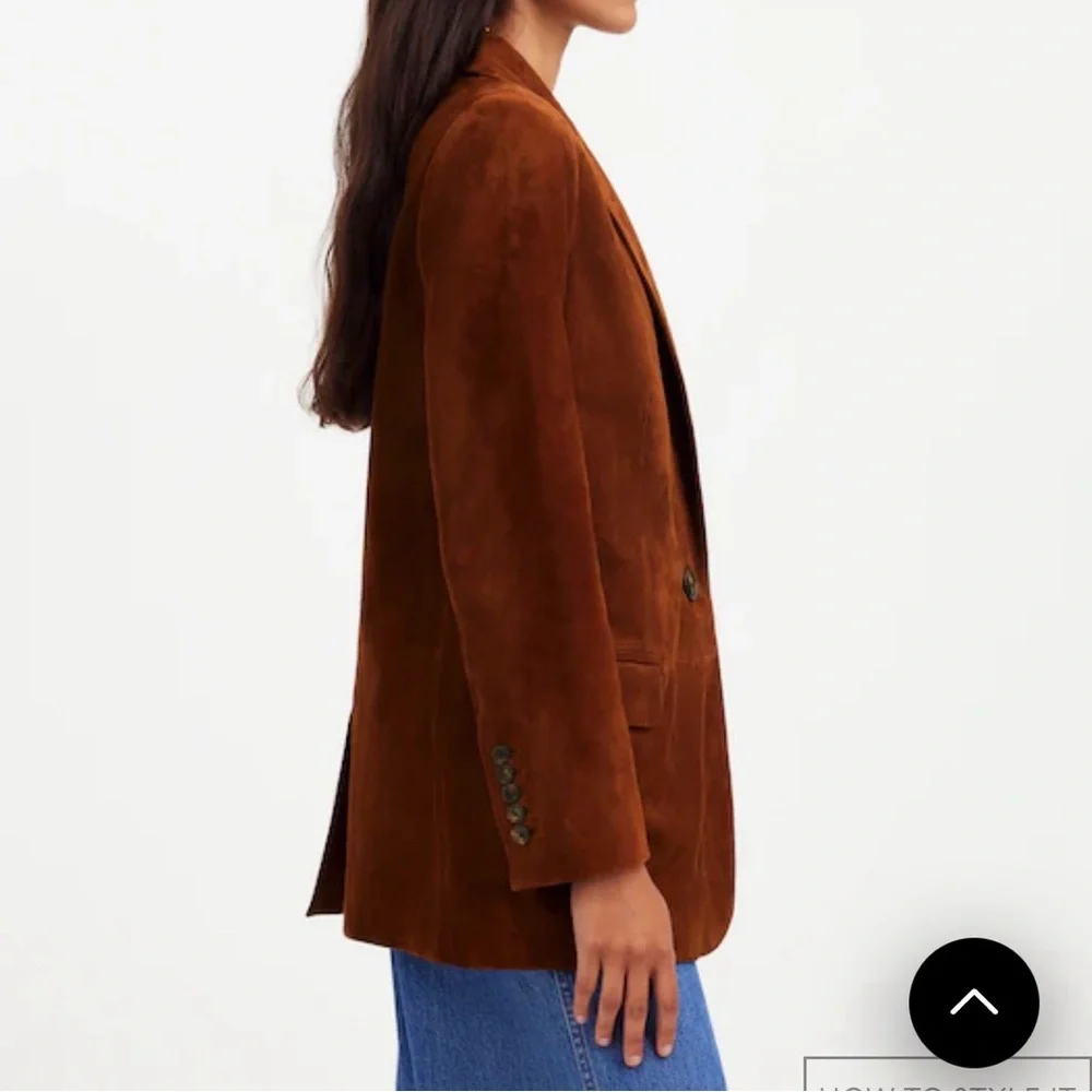 Madewell Kline Suede Blazer Size 0 Soft Mahogany color - Picture 5 of 7